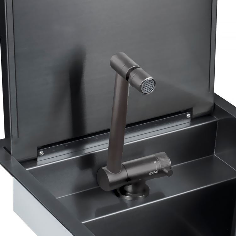 キッチンシンク ナノ台所流し台 43*45cm オーバー アンダー 304ステンレス 折畳み式蛇口付 蓋付 黒 1槽 - Kansofurni