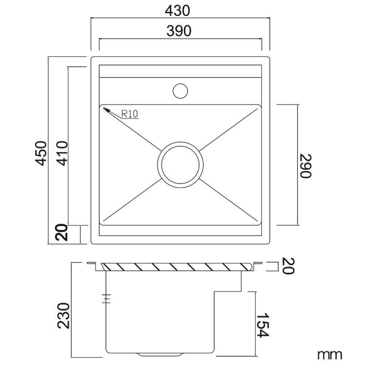 キッチンシンク ナノ台所流し台 43*45cm オーバー アンダー 304ステンレス 折畳み式蛇口付 蓋付 黒 1槽 - Kansofurni