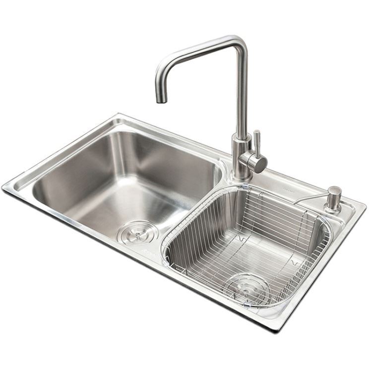 キッチンシンク 台所流し台 75*40cm 2槽 オーバー アンダー 304ステンレス - Kansofurni