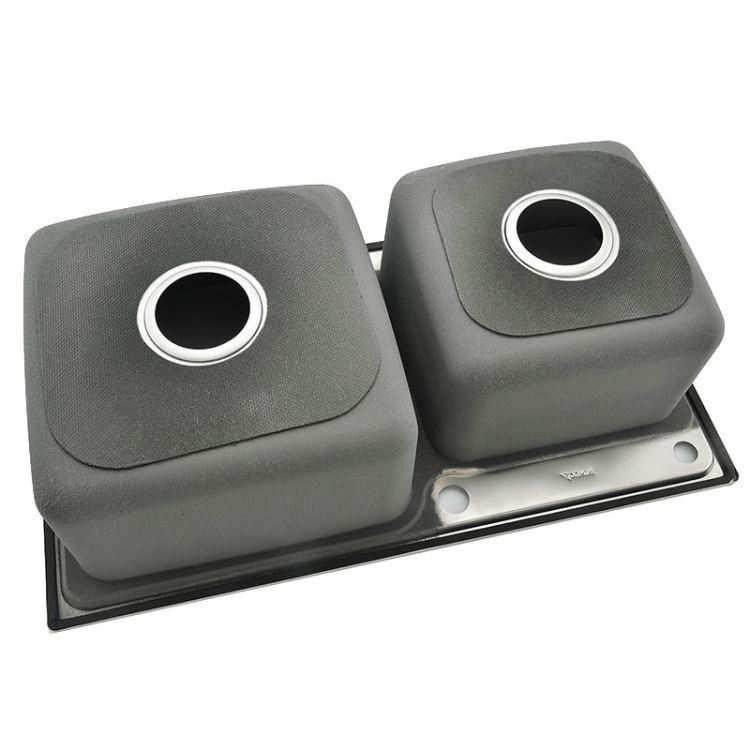 キッチンシンク 台所流し台 75*40cm 2槽 オーバー アンダー 304ステンレス - Kansofurni