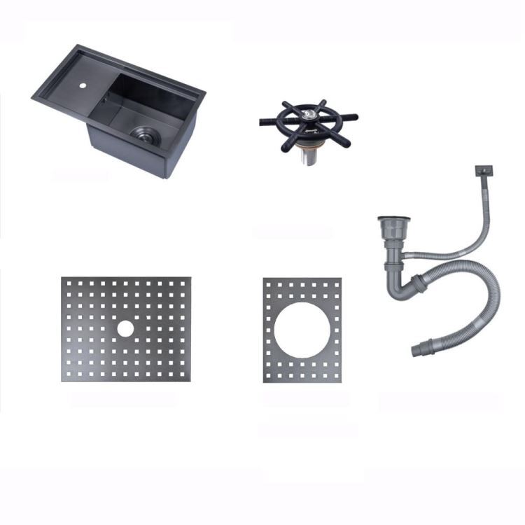 キッチンシンク ナノ台所流し台 49*27cm オーバー アンダー 304ステンレス カップ洗浄付 黒 - Kansofurni