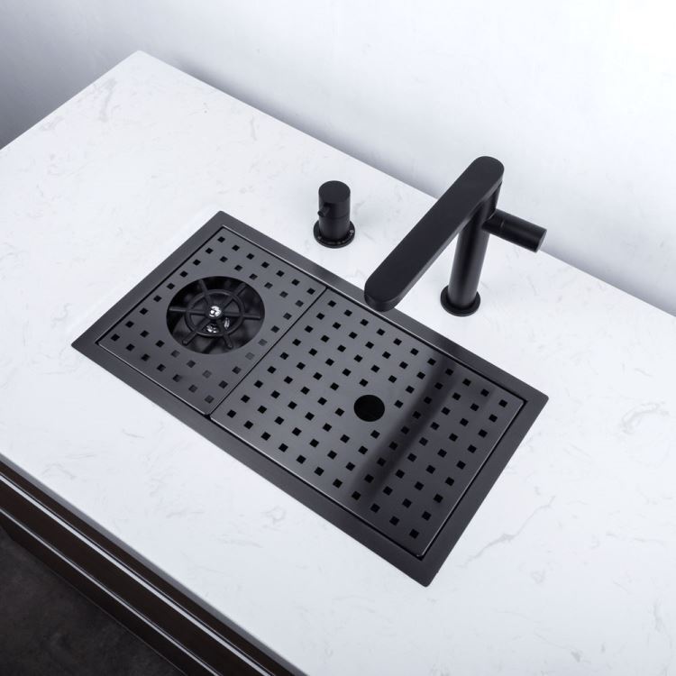 キッチンシンク ナノ台所流し台 49*27cm オーバー アンダー 304ステンレス カップ洗浄付 黒 - Kansofurni