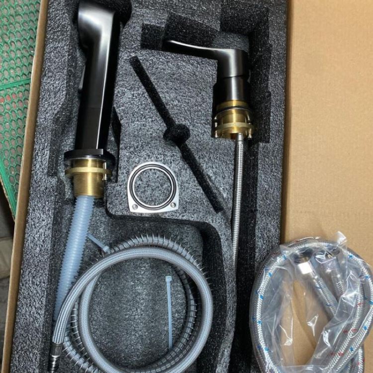 壁付水栓 浴室キャビネット蛇口 引出し水栓 洗面蛇口 冷熱混合栓 整流＆シャワー吐水式 ガングレー - Kansofurni