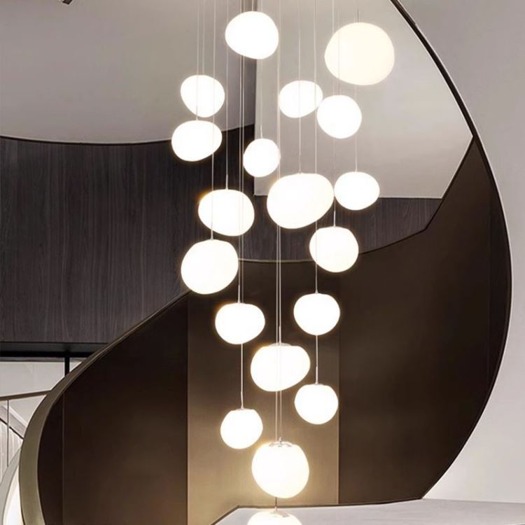 ペンダントライト リビング照明 食卓ランプ 店舗 玉石型 白 モダン ガラス 1灯 - Kansofurni