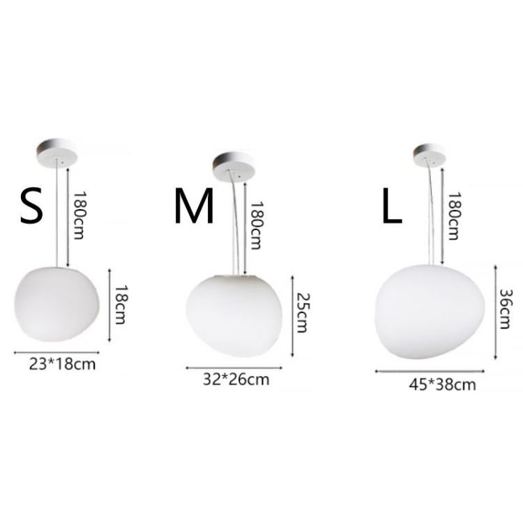 ペンダントライト リビング照明 食卓ランプ 店舗 玉石型 白 モダン ガラス 1灯 - Kansofurni