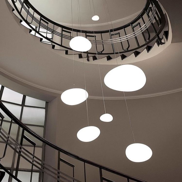 ペンダントライト リビング照明 食卓ランプ 店舗 玉石型 白 モダン ガラス 1灯 - Kansofurni