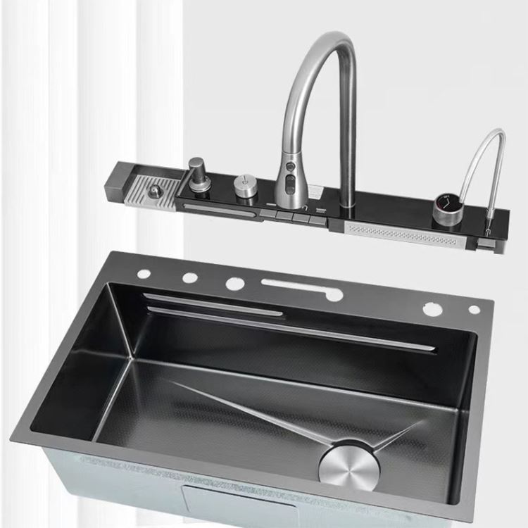 キッチンシンク ナノ台所流し台 68*45cm オーバー アンダー 304ステンレス 多機能 蛇口付 浄水栓付 カップ洗浄付 1槽