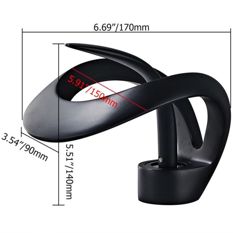 洗面水栓 バス蛇口 冷熱混合栓 手洗器水栓 滝状吐水口 黒色 H137mm - Kansofurni