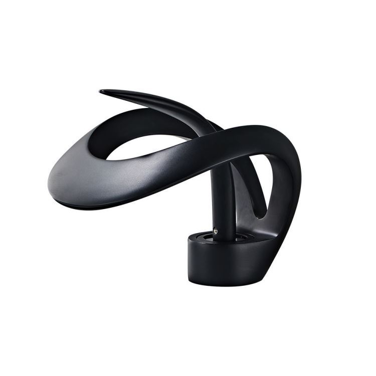 洗面水栓 バス蛇口 冷熱混合栓 手洗器水栓 滝状吐水口 黒色 H137mm - Kansofurni